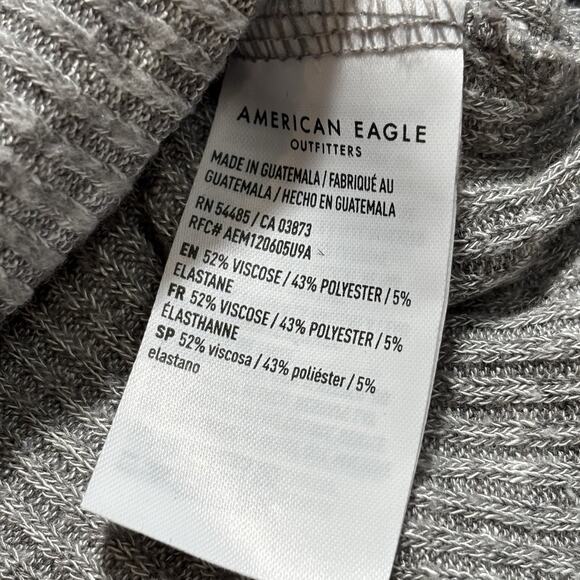 AE Cropped Light Gray Ribbed Long Sleeve Sweater Lounge Hoodie Women's XS - Picture 5 of 5